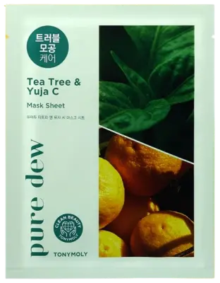 TONYMOLY PURE DEW TEA TREE YUJA C TROUBLE MASK SHEET 23g 1Box (10ea)