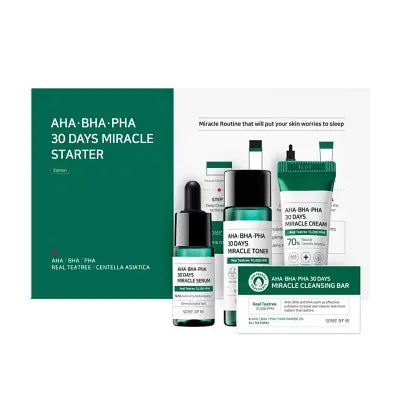 SOME BY MI AHA BHA PHA 30 Days Miracle Start Kit (Cleansing Bar, Toner, Serum, Cream) 1Box (50ea)