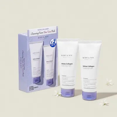 Mary&May White Collagen Cleansing Foam Duo Twin Pack(150ml x2) 1Box (20ea)