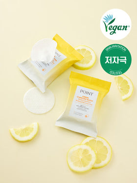 POINT Lemon Sparkling Perfect Lip & Eye Remover Pads (35 pads) 1 box (10ea)