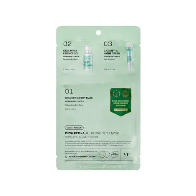 VT COSMETICS VT CICA RETI-A ALL IN ONE 3STEP MASK STEP1 - 25g / STEP2, 3 - 1.5g 1Box (280ea)