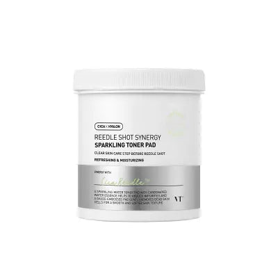 VT COSMETICS VT REEDLE SHOT SYNERGY SPARKLING TONER PAD 80ea / 200ml 1Box (32ea)