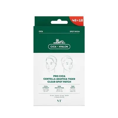 VT COSMETICS VT PRO CICA CENTELLA ASIATICA TIGER CLEAR SPOT PATCH4pcs/15ea*2+18ea*2(66EA) 4pcs/15ea*2+18ea*2(66EA) 1Box (50ea)