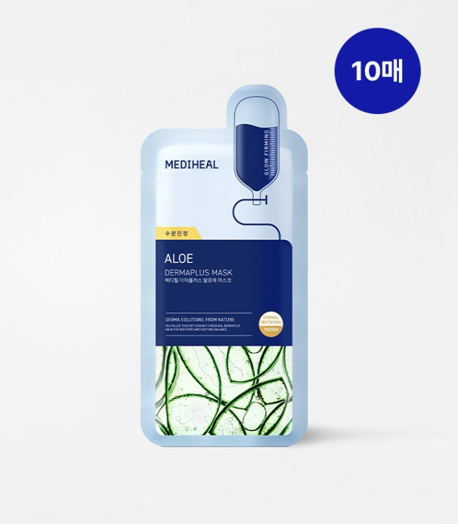 MEDIHEAL DermaPlus Aloe Mask *10 [Mart Pack Single Box] 1Box (50ea)